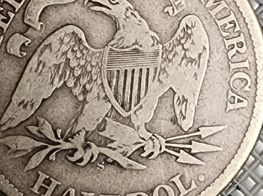 1874-S Seated Liberty Silver Half Dollar, "SCARCE REVERSE", Very Good Coin, Store #HR442