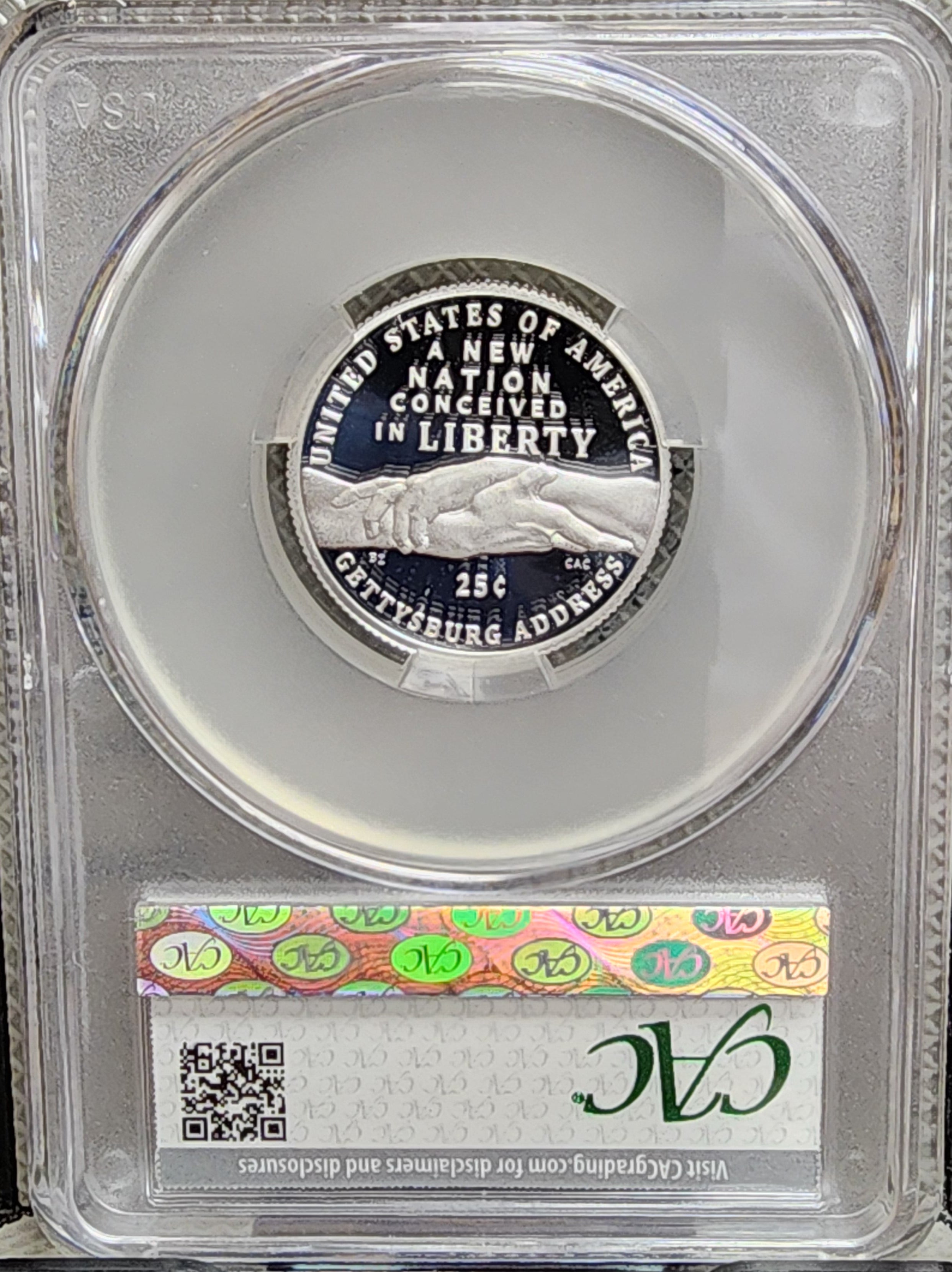 1776-2026-S Silver, Gettysburg Address Quarter, CAC PR-69, Store #QR1946.