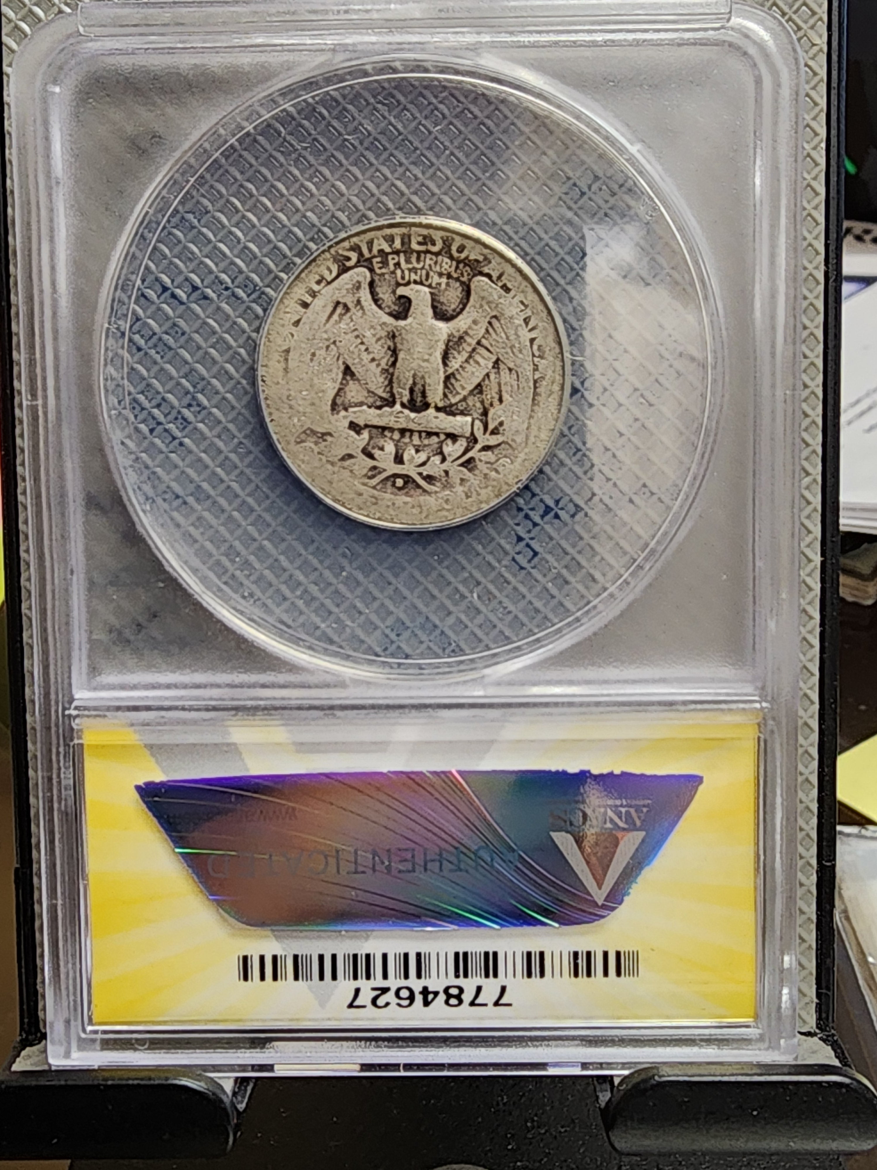 1932-D Washington Silver Quarter, KEY Date Coin, ANACS AG-3., Store #QR1460.