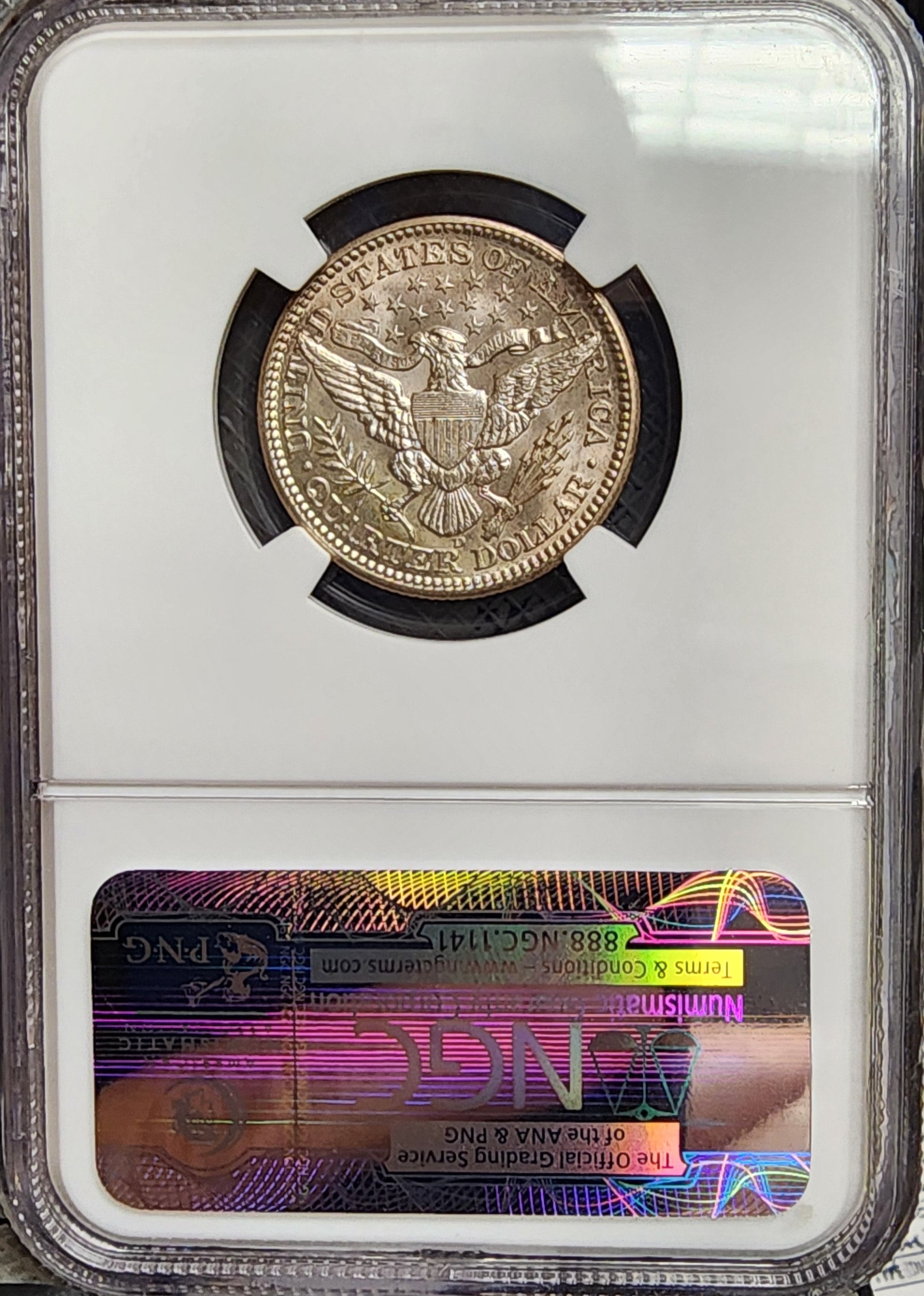 1913-D Barber Silver Quarter, NGC Certified MS-64, Nice Grade, Store #QR738