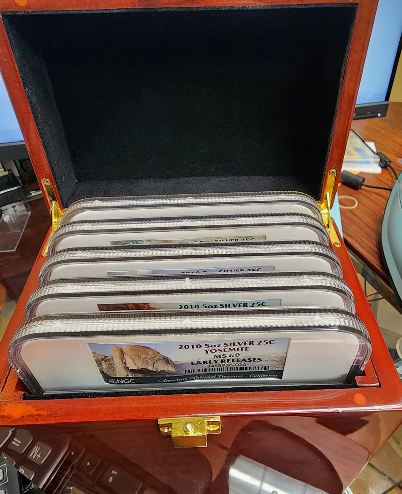 2010 National Park, 5 Troy Ounce Silver, 5 Coin Set, NGC MS-69, Store Sale