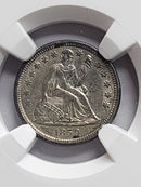 1859 Seated Liberty Silver Dime, NGC Certified AU-58, Store Sale