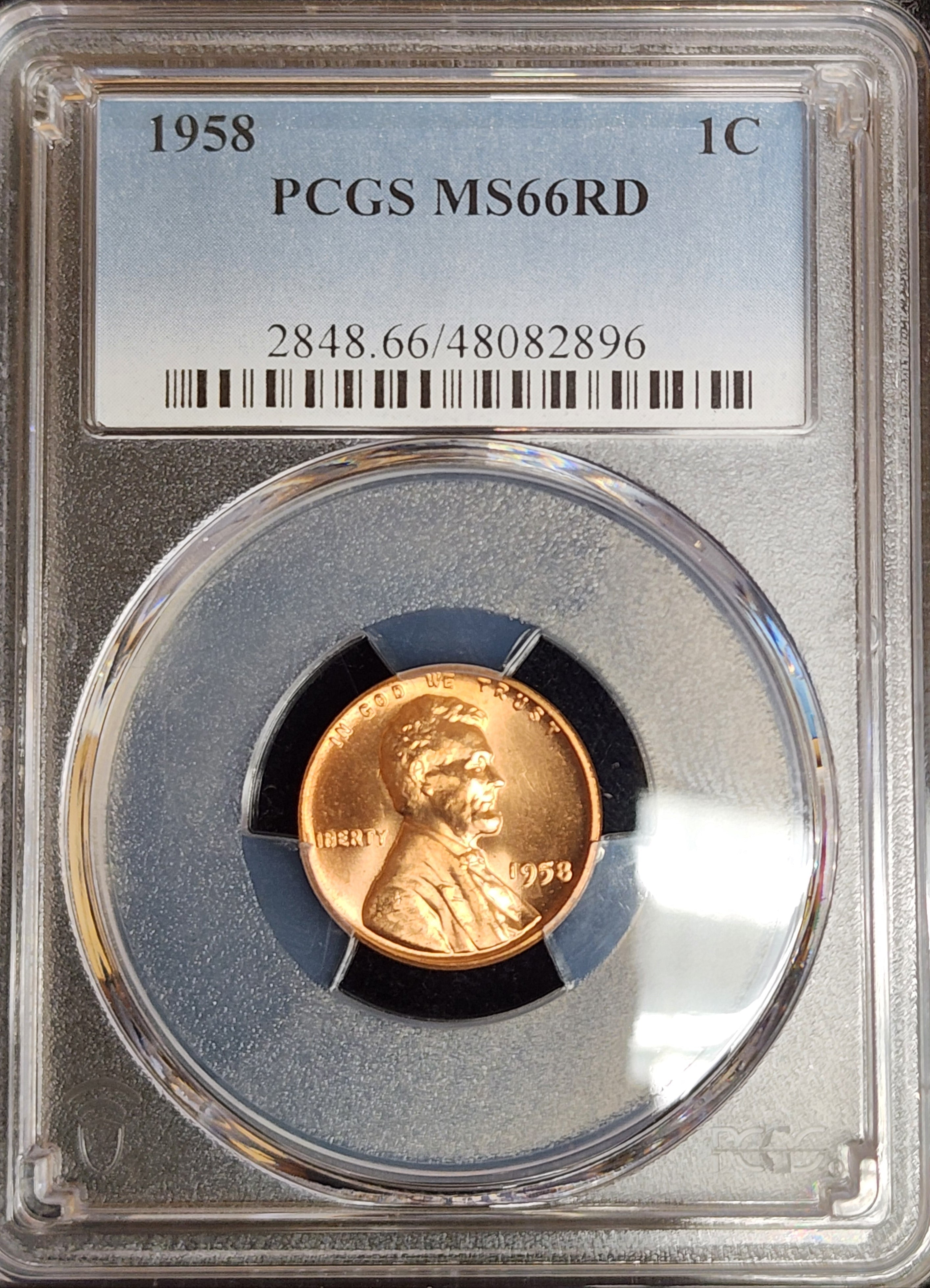 1958 Lincoln Cent, PCGS MS66RD, Store #GCT031
