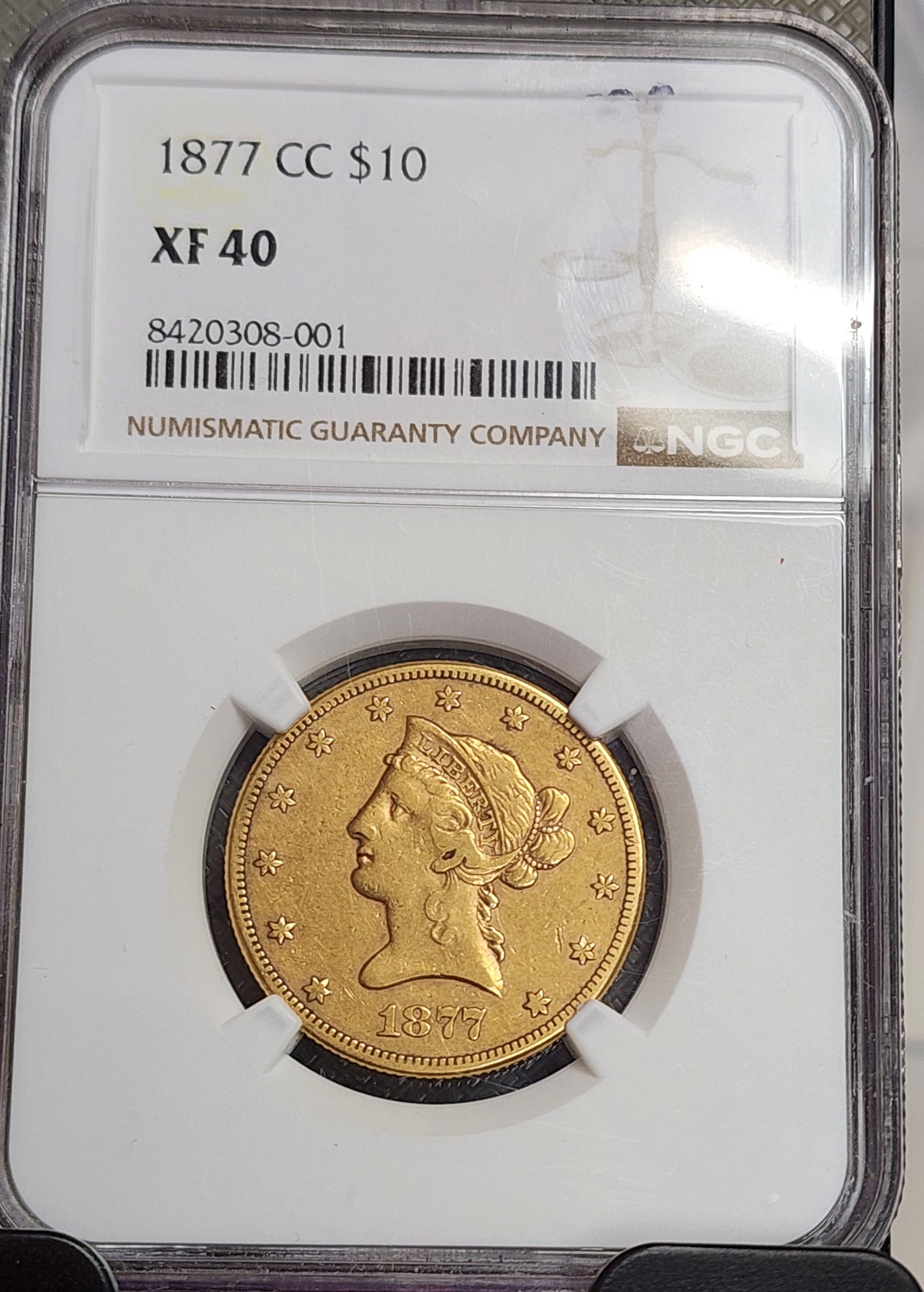 1877-CC $10 Gold Eagle, Pre-1933 Coinage. "Carson City", NGC XF-40, Store #G0176