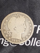 1894-O Barber Silver Quarter., Very Good Circulated Coin, Store