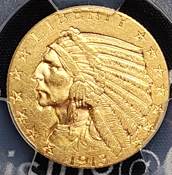1913 $5 Gold Indian Half Eagle, PCGS AU-58, Gold Coin, Store Sale#G0082.