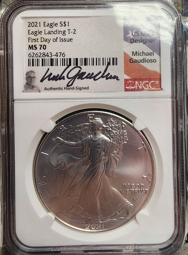 2021 American Silver Eagle., Business Strike., NGC MS-70., Store GSE033.