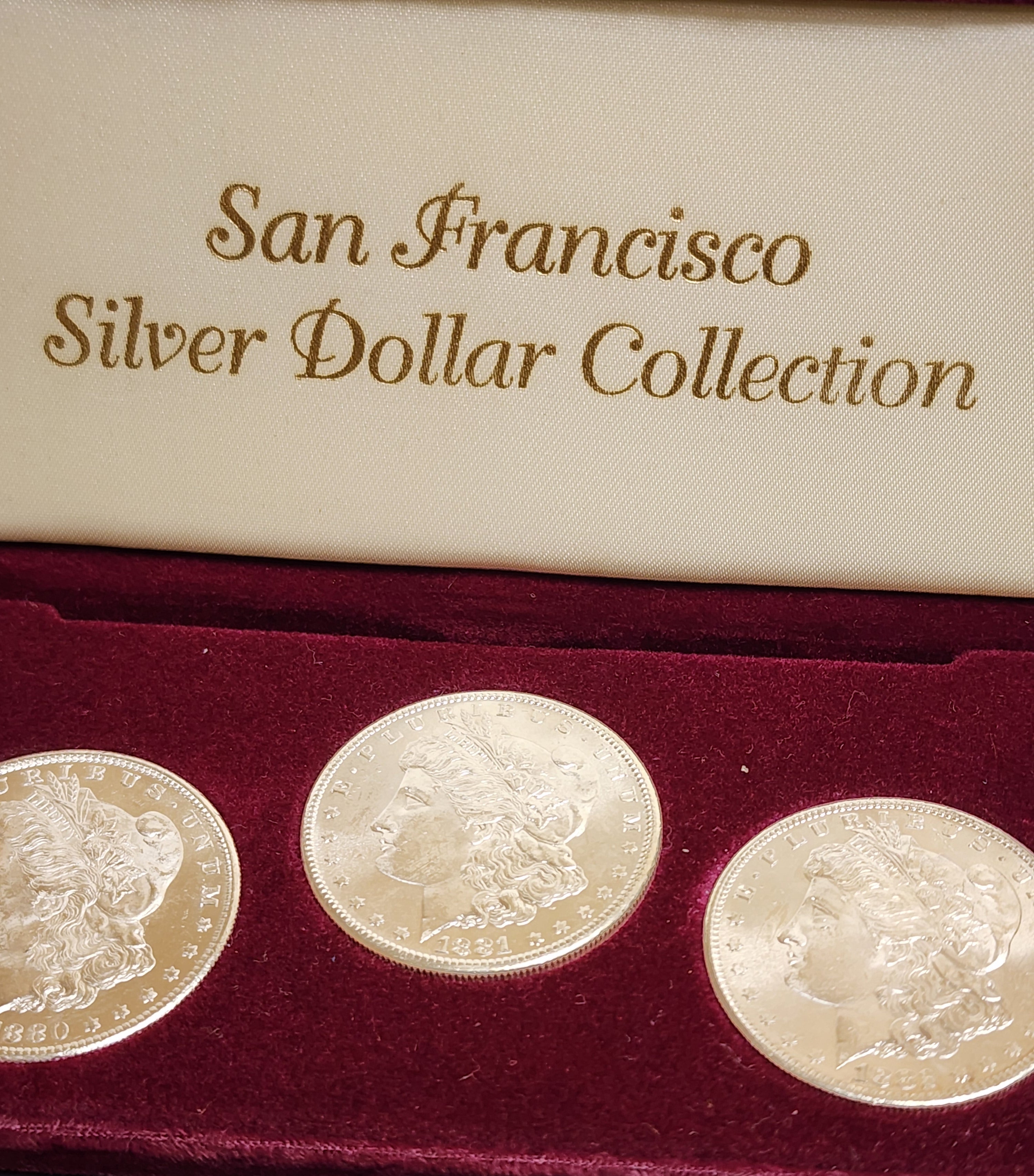 Morgan Silver Dollar, 3 Coin Set, Mint State Uncirculated Coins, Store #DR0206.