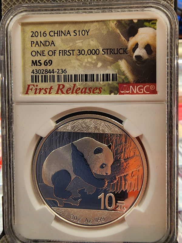 2016 China $10Y, Silver 30 gram Panda, NGC MS-69, First Release, Store Sale #SR009.