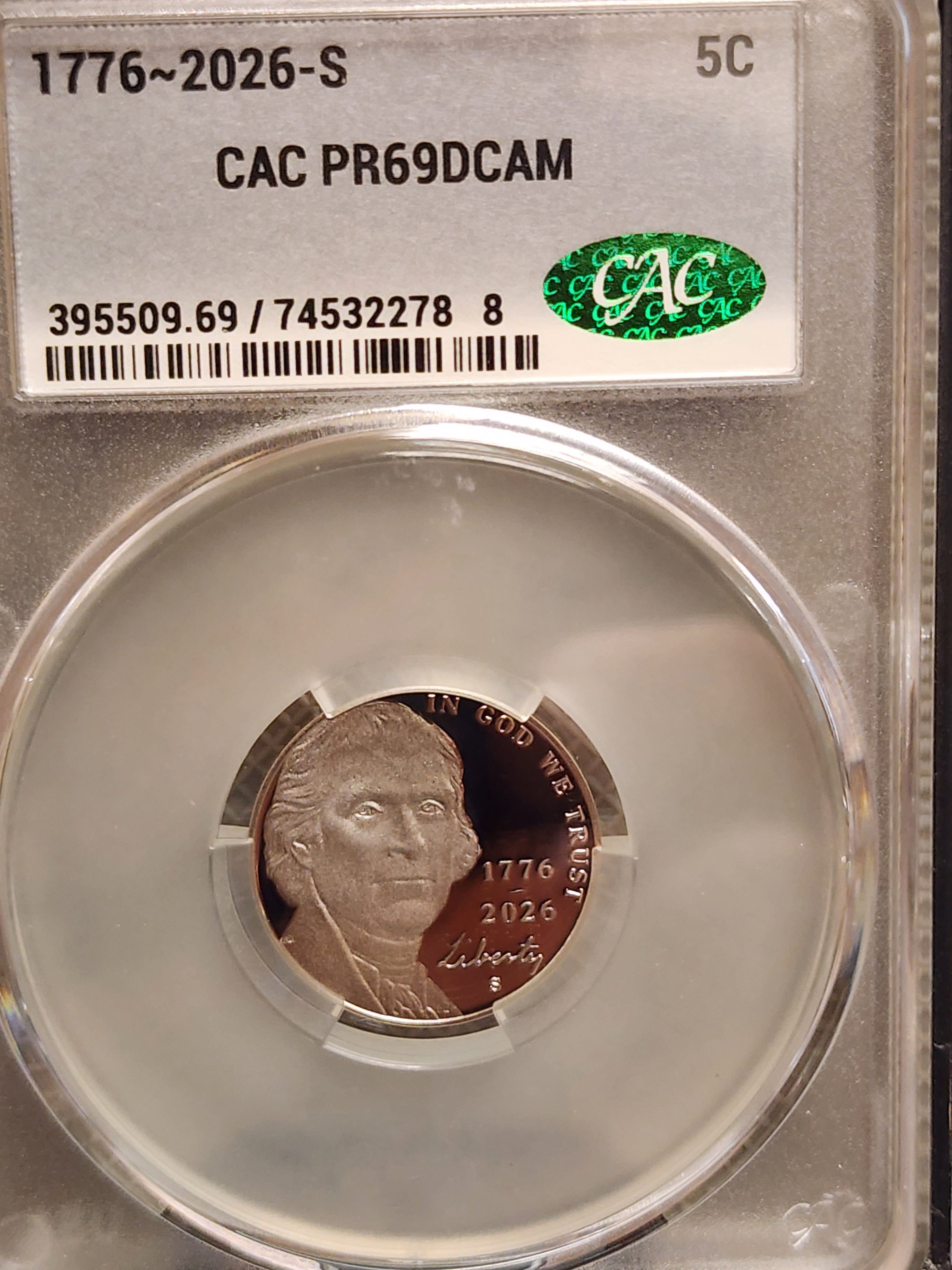 2026-S Jefferson Nickel, (1776-2026), CAC PR69 DCAM, Store #NL674.