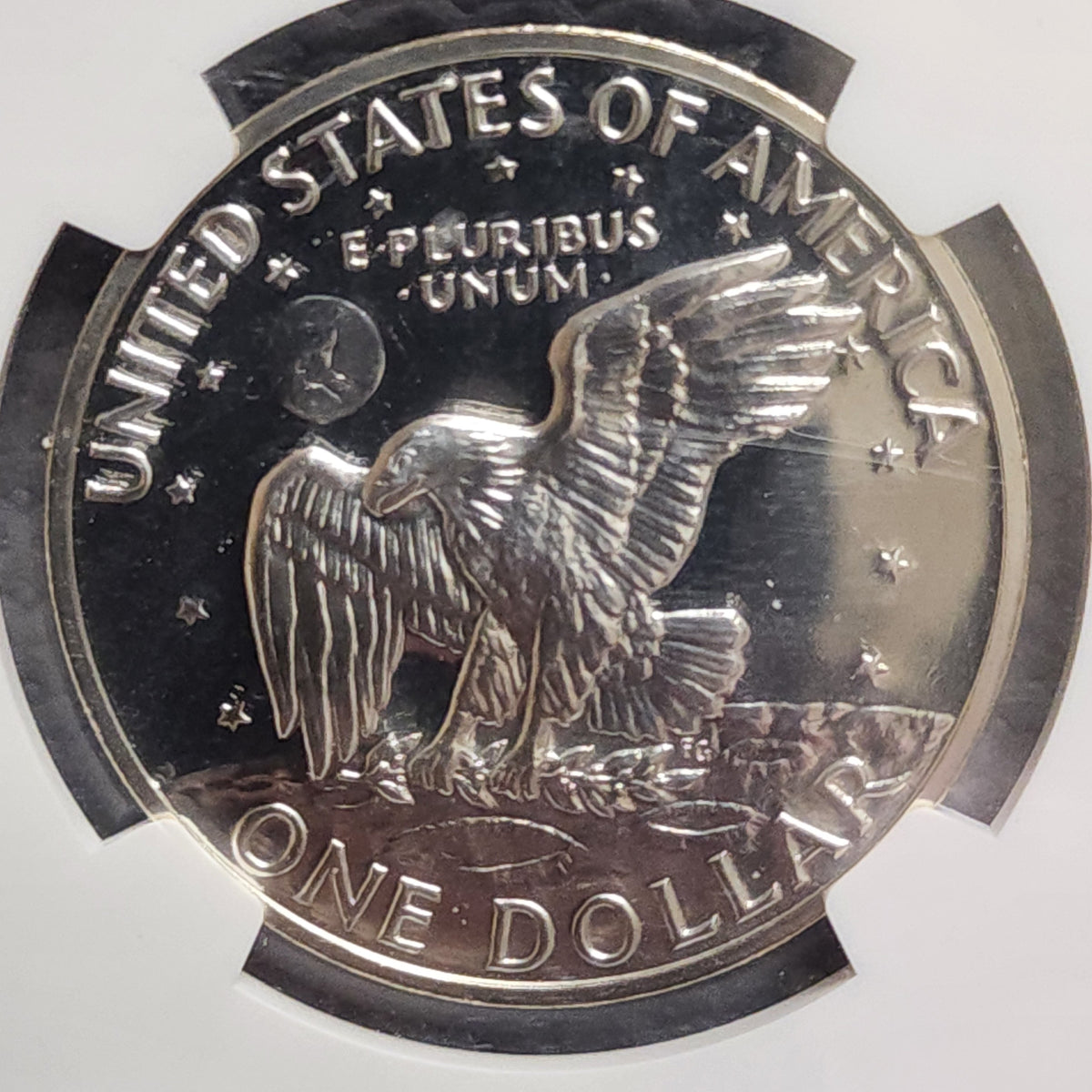 1971-S Eisenhower Silver Clad Dollar. 'PEG LEG R", NGC PF-69, Store #DR078.