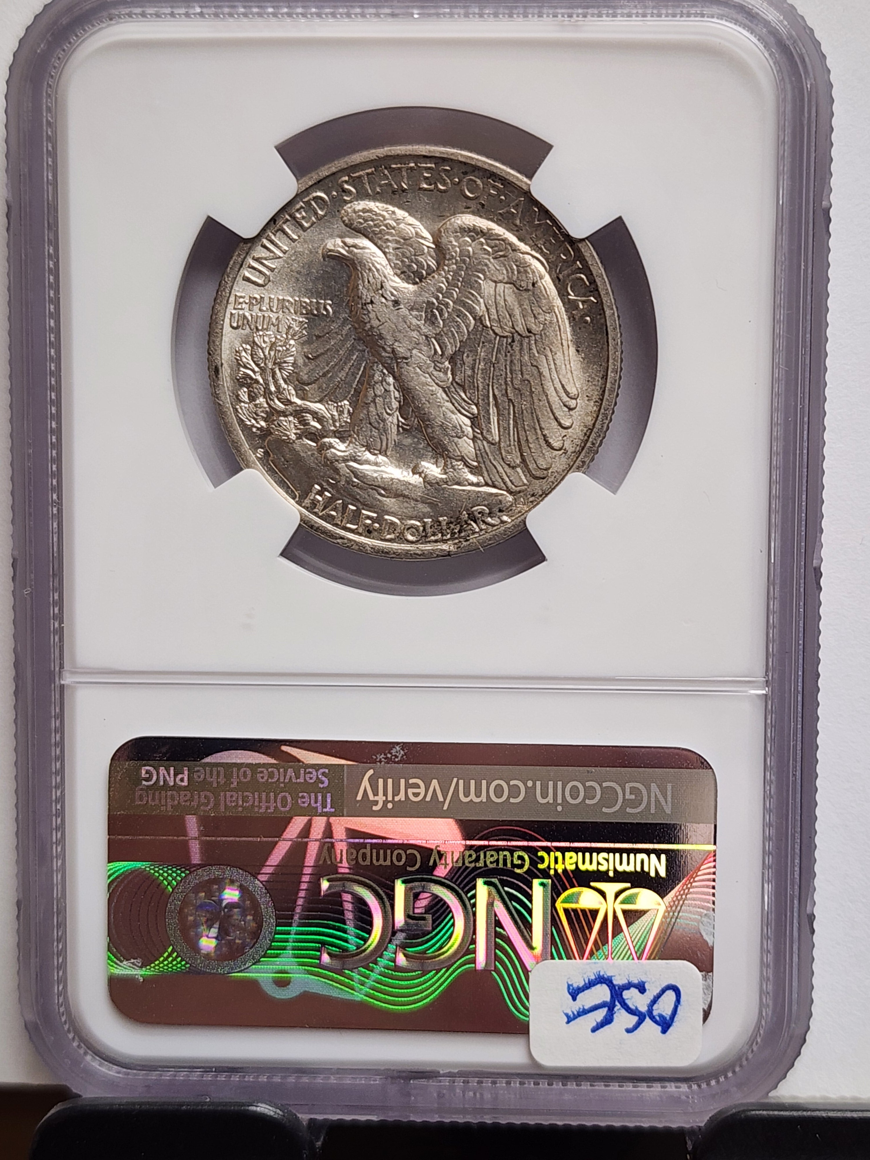 1917-S Walking Liberty Silver Half Dollar, (reverse) NGC AU-58, Store Sale #GHR091.