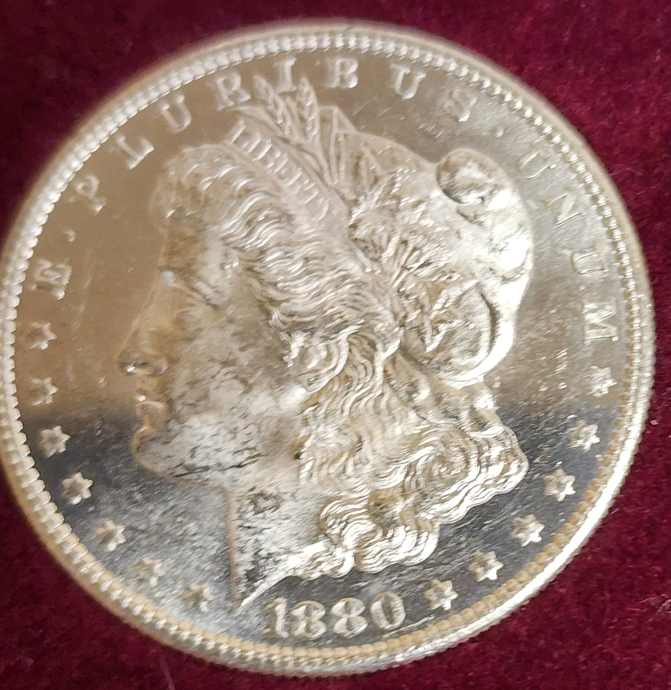 Morgan Silver Dollar, 3 Coin Set, Mint State Uncirculated Coins, Store #DR0206.