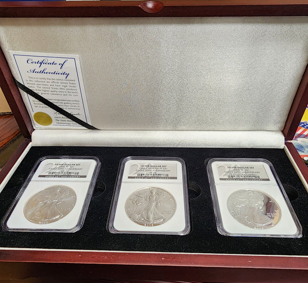 2006 American Silver Eagle 3 Coin Set, All are NGC MS 69, Store Sale #AE0241.