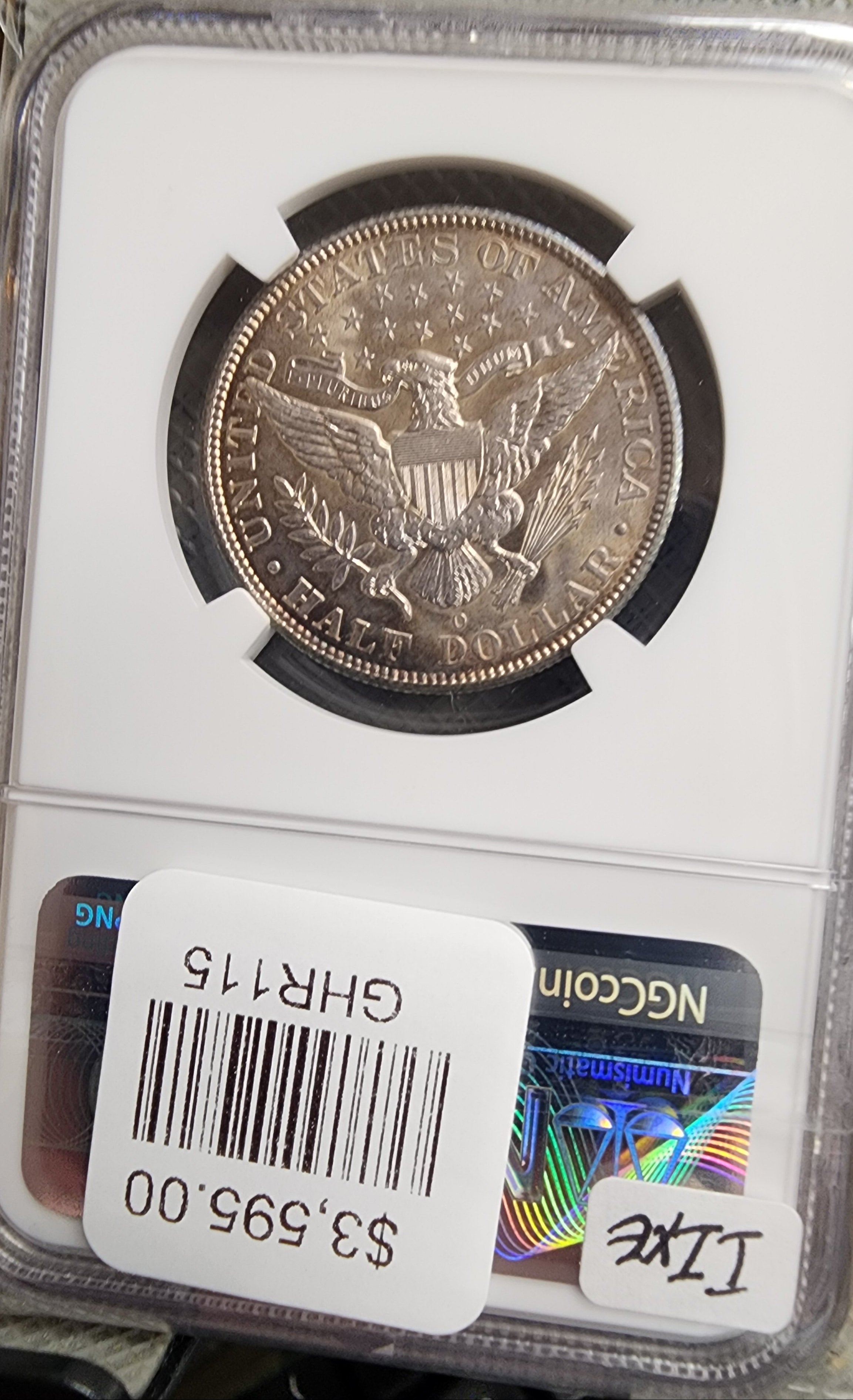 1904-O Barber Silver Half Dollar, Nice Toned Coin, NGC MS-63. Store Sale #GHR115.