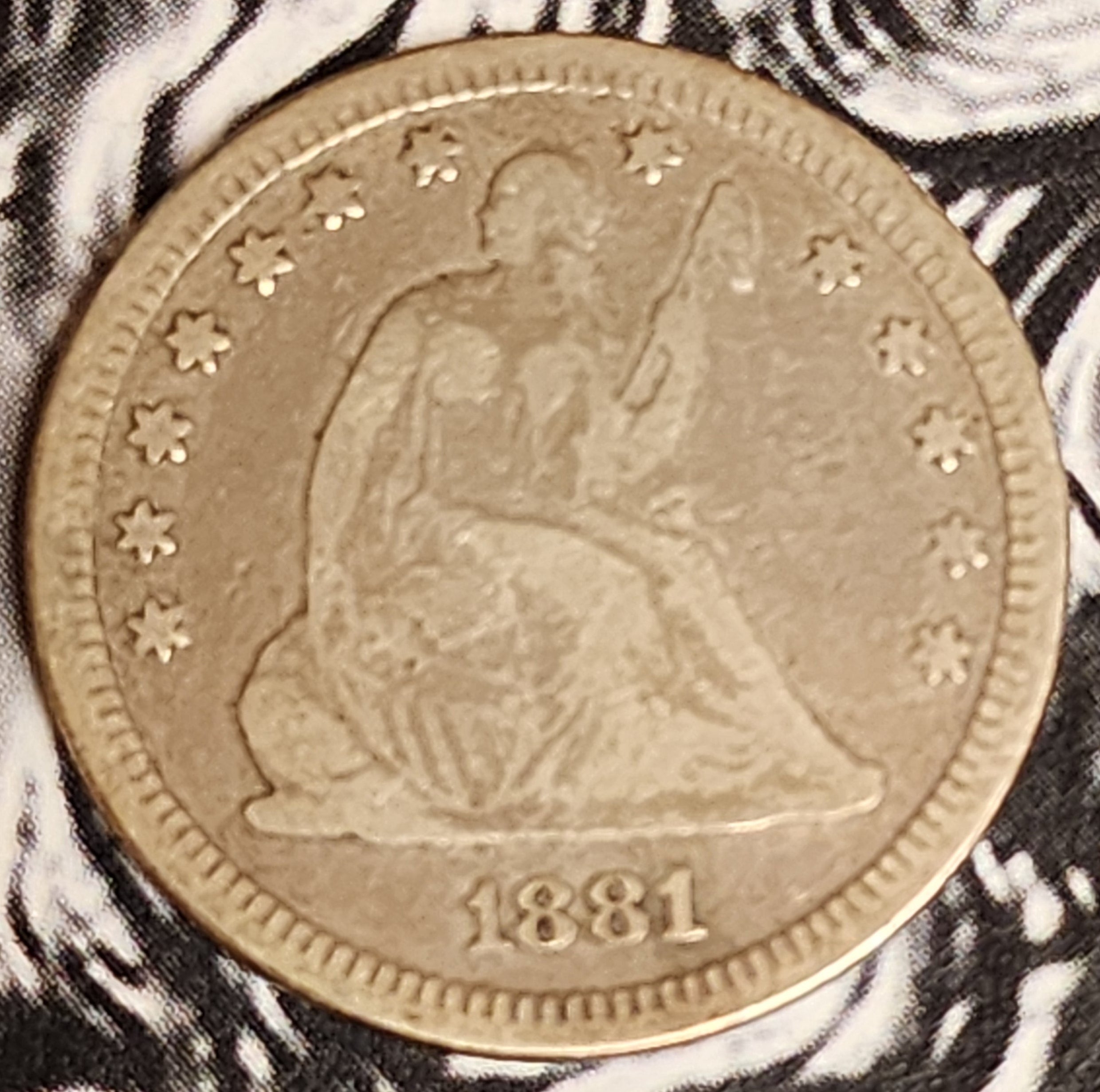 1881 Seated Liberty Quarter, Very Fine Circulated Collectible Coin, Store #QR1289.