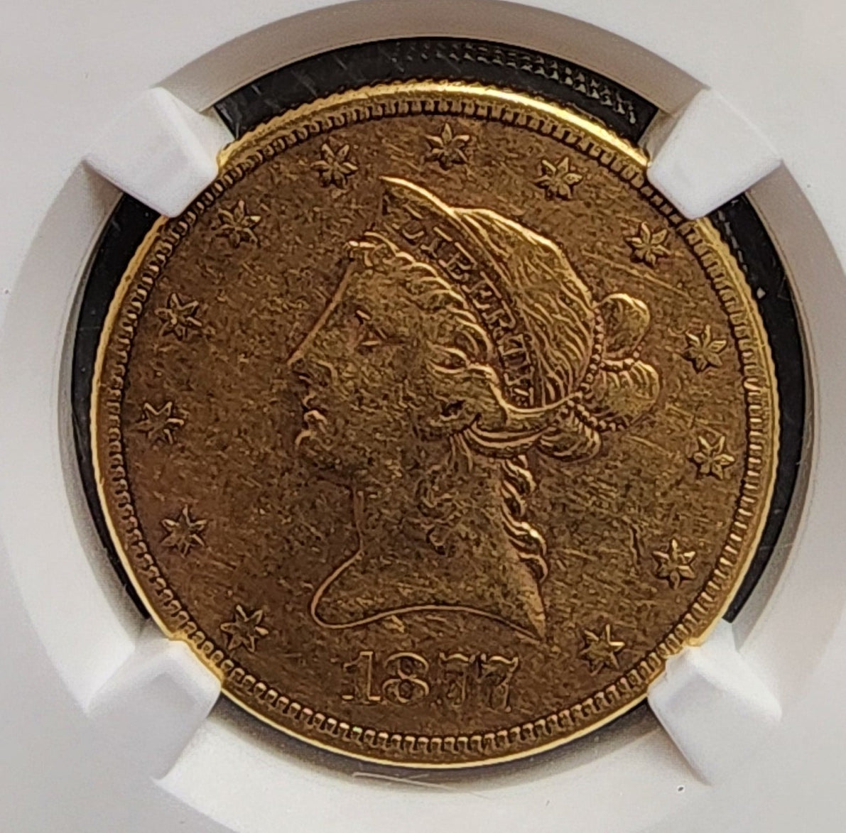 1877-CC $10, Gold Eagle, 'Hard Date', NGC XF-40, Circulated Coin, Store #G017.