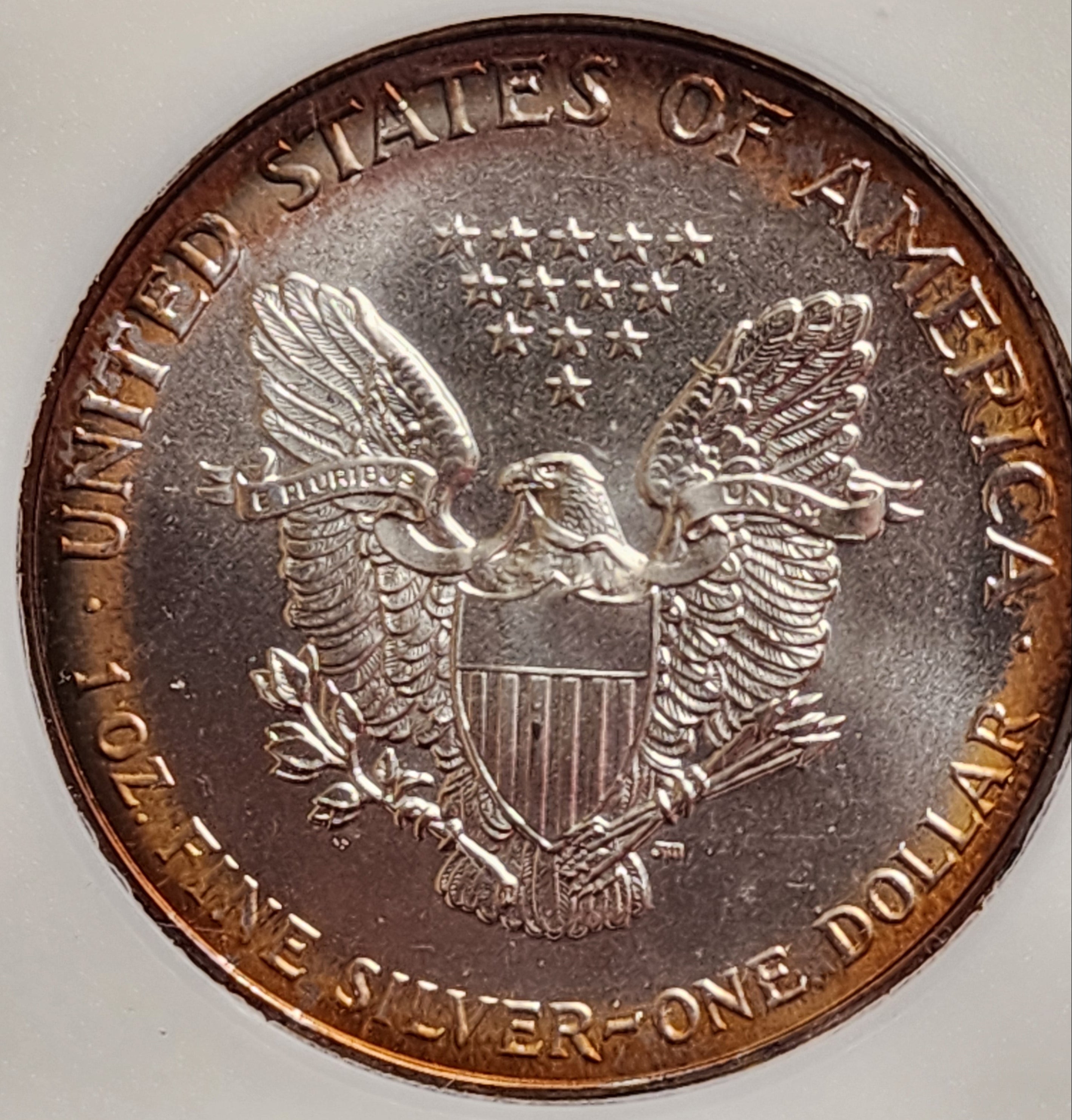 1993 American Silver Eagle, Nice Blue "TONER", MS-67, Store #AE310.
