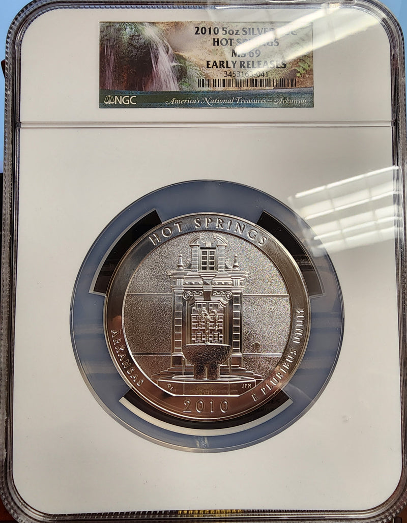 2010 National Park, 5 Troy Ounce Silver, 5 Coin Set, NGC MS-69, Store Sale