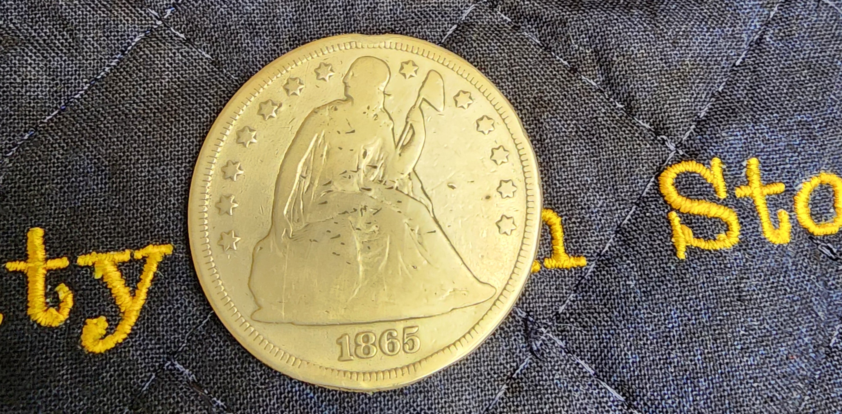 1865 Liberty Seated Silver Dollar, Fine Detailed Coin, Store Sale #DR0529.