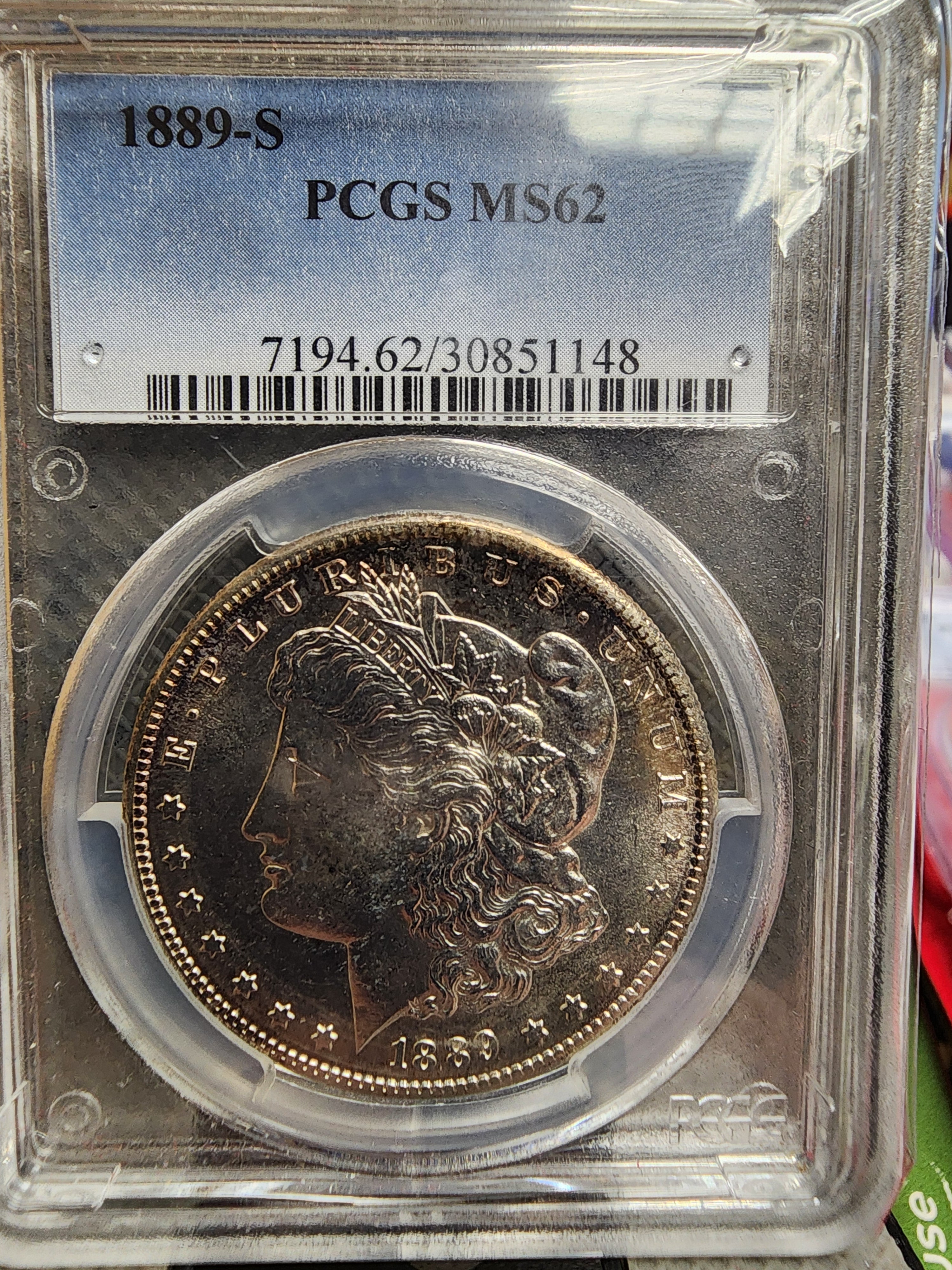 1889-S Morgan Silver Dollar, Tougher Date, PCGS MS-62, Store #DR0595.