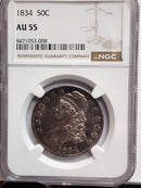 1834 Cap Bust Half Dollar, Pleasant Eye Appeal, NGC AU-55, Store Sale