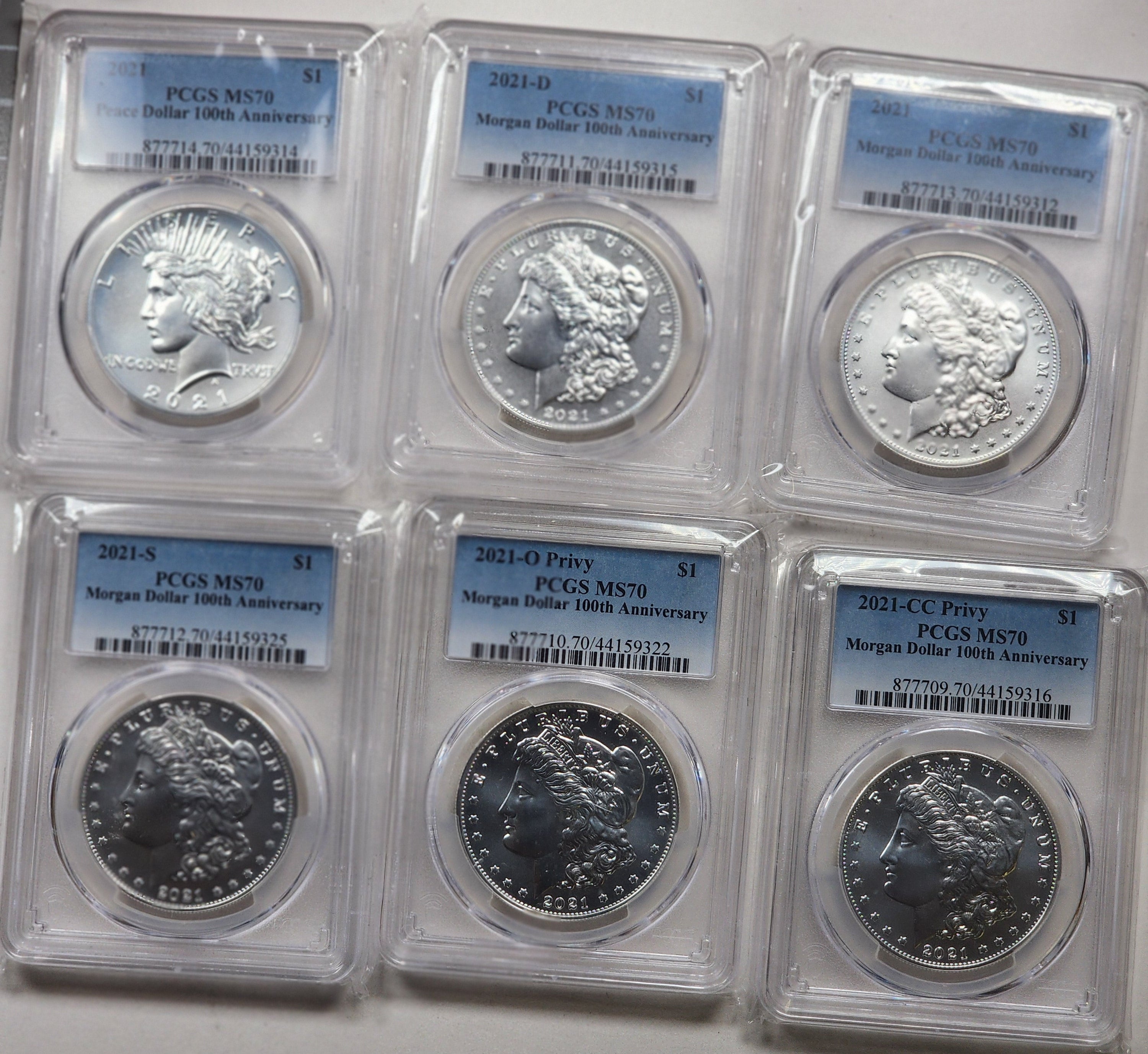 2021 Morgan and Peace 6 Coin Commemorative Set, PCGS MS 70, Store #GMC289