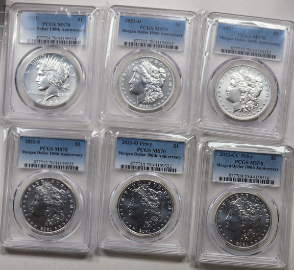 2021 Morgan and Peace 6 Coin Commemorative Set, PCGS MS 70, Store #GMC289