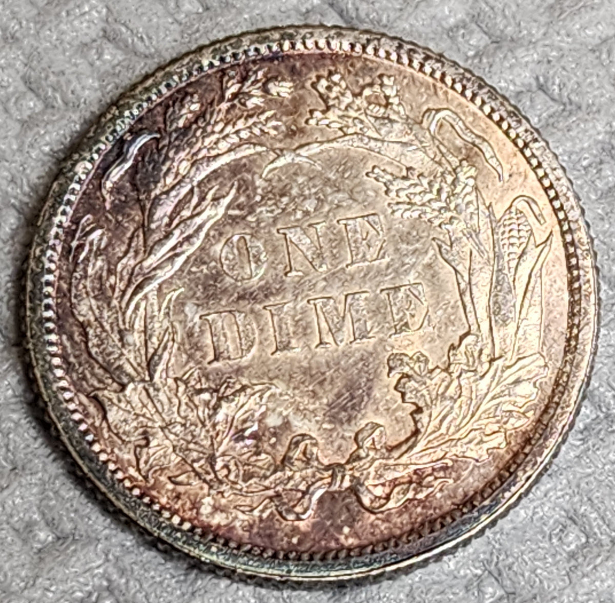1881 Seated Liberty Silver Dime, Mint State, Uncirculated Coin, Store #DE108.