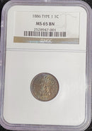 1886 Indian Cent, NGC MS 65 BN, Store