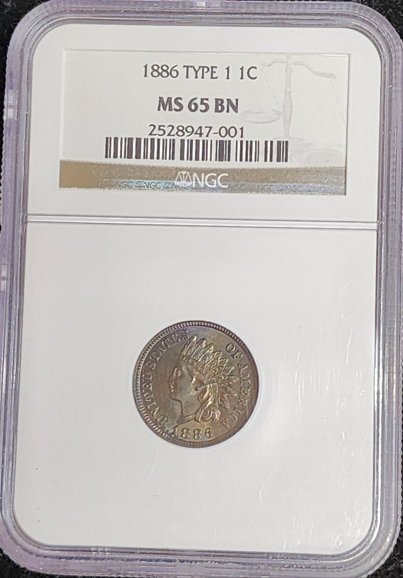 1886 Indian Cent, NGC MS 65 BN, Store