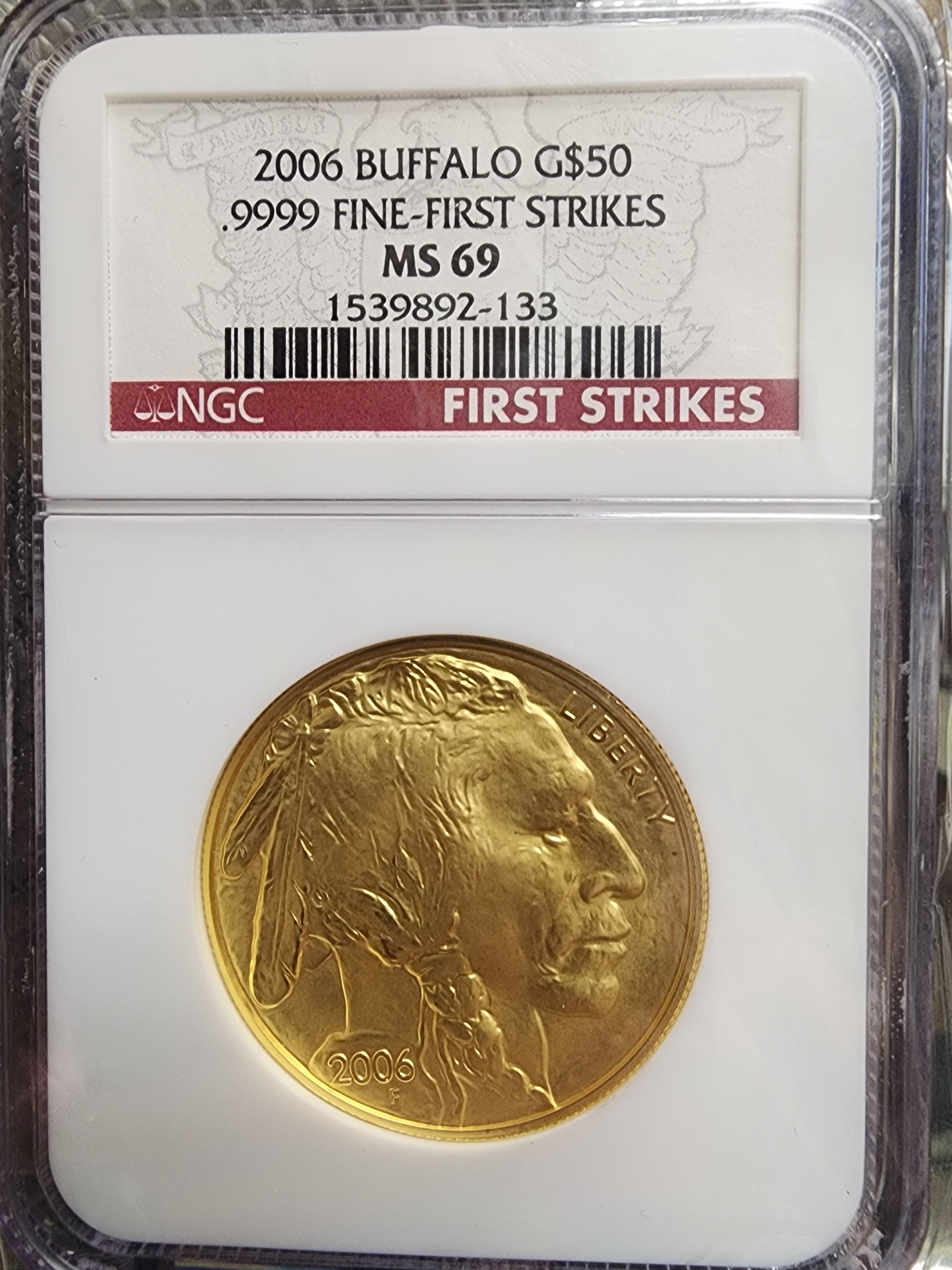 2006 American Gold Buffalo, 24 KT Gold, 1 troy ounce, NGC MS-69, Store #G001