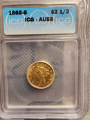 1868-S $2.50 Quarter Gold Eagle, ICG AU-58, Gold Coin, Store Sale