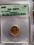 Various Date's, $5 Gold American Eagles, 1/10th OZT, ICG MS-70, Store Sale