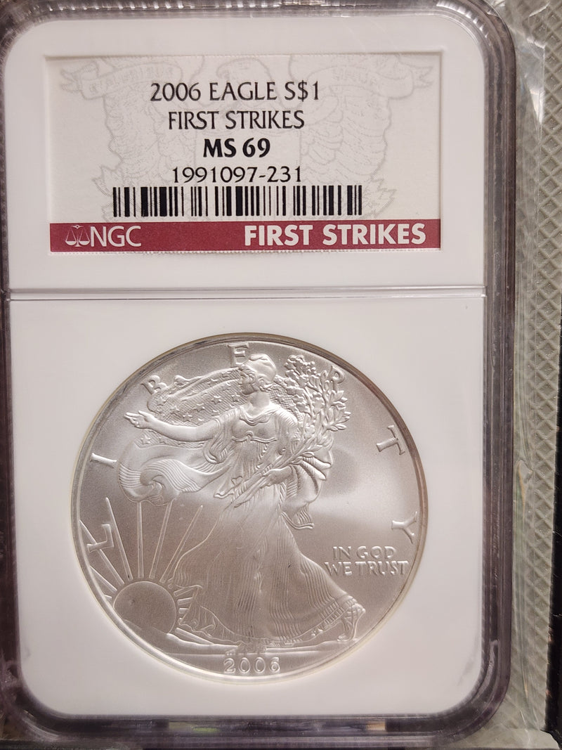 2006 Silver Eagle $1. NGC Graded MS-69 FIRST STRIKES. Store