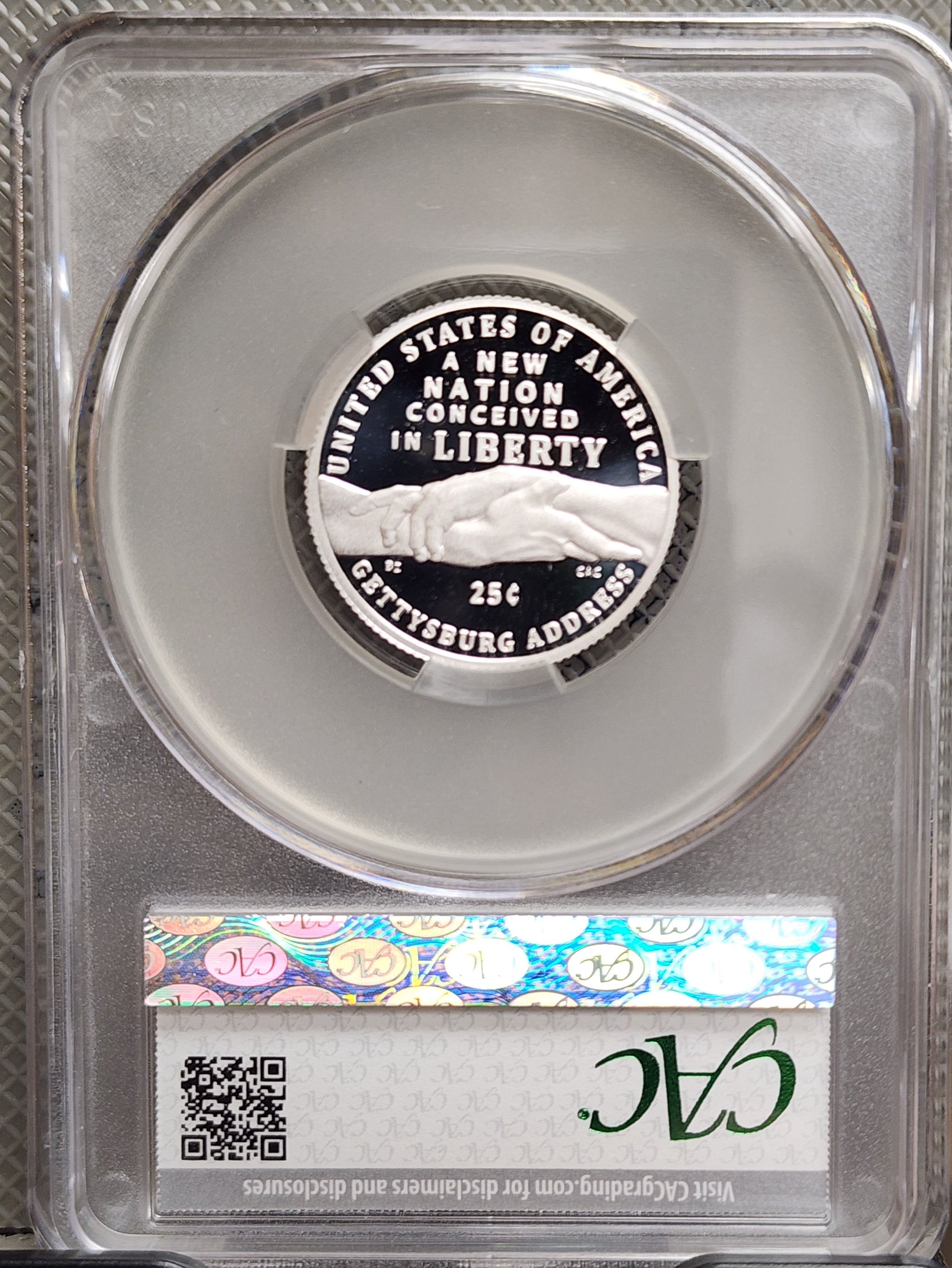 1776-2026-S Silver, Gettysburg Address Quarter, CAC PR-70, Store#QR1945.