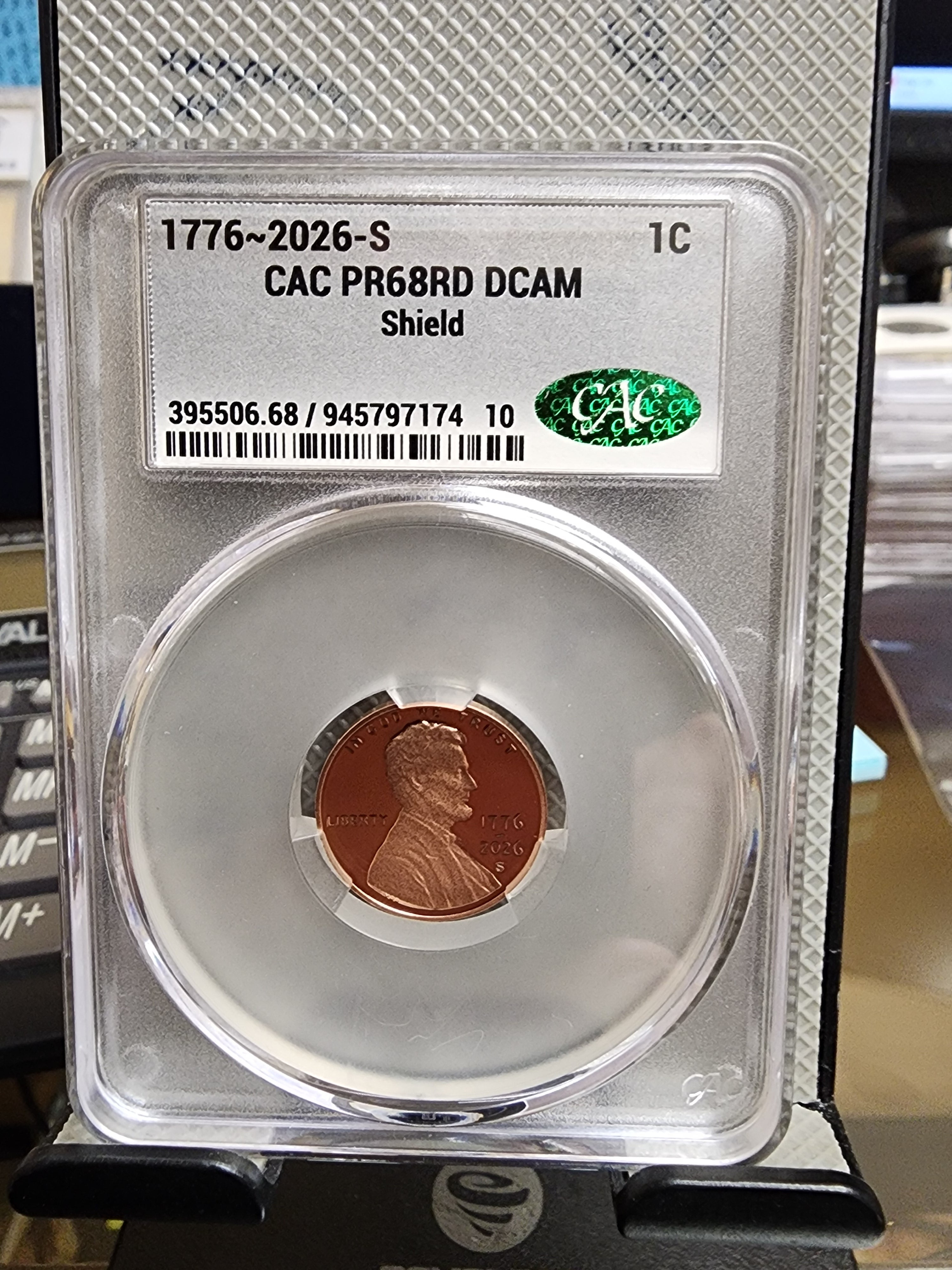 2026-S Lincoln Shield Cents, (1776-2026) CAC PR68 RED, Store #CT1431.