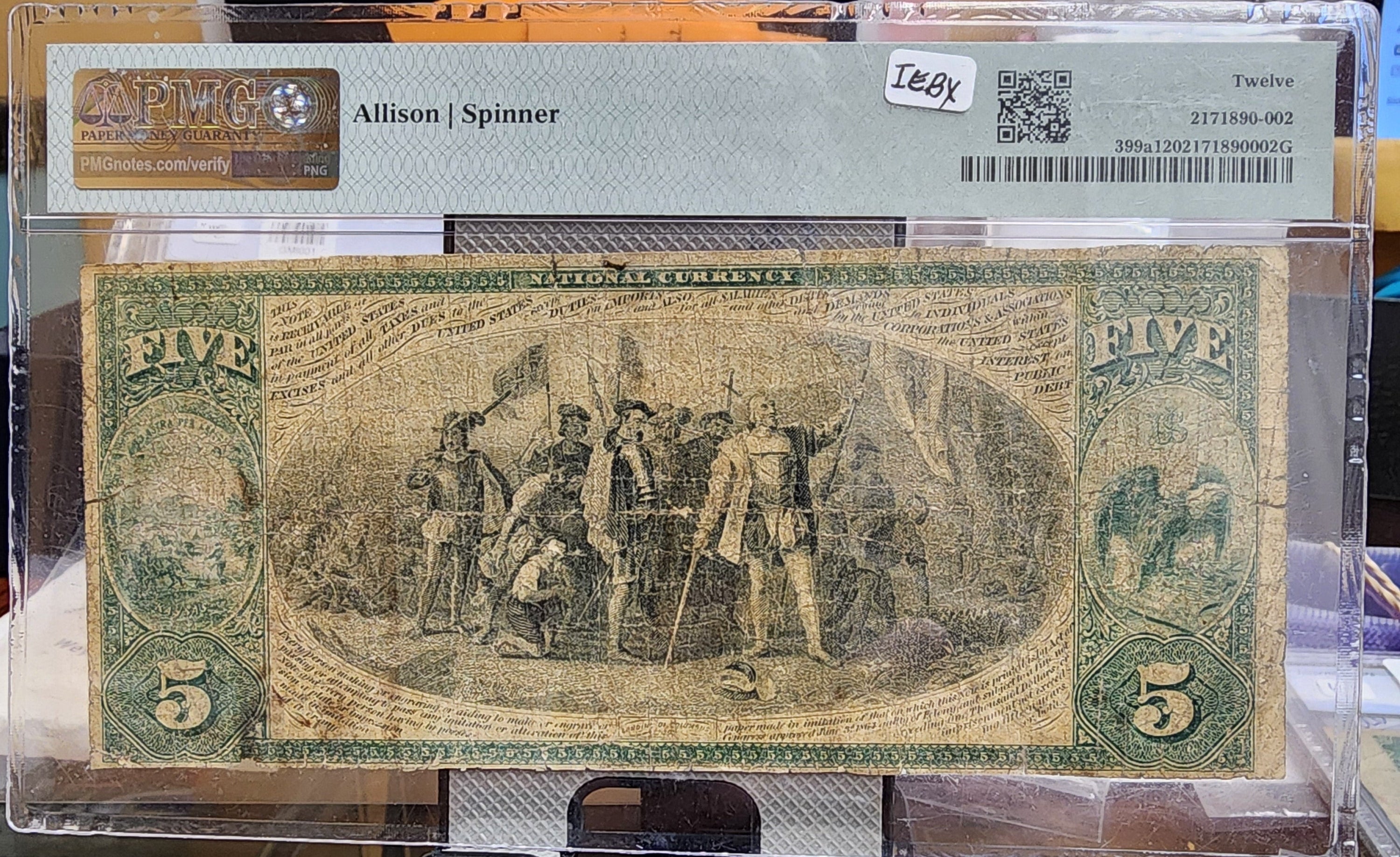 1871 $5., National Currency., "WYANDOTT, KS."., PMG Fine-12., Store #NBN034.