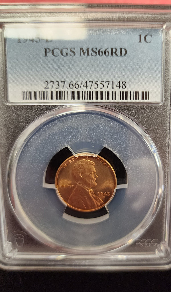 1945-D Lincoln Cent, PCGS MS66RD, Store #GCT019