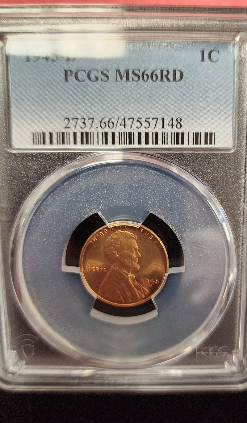 1945-D Lincoln Cent, PCGS MS66RD, Store