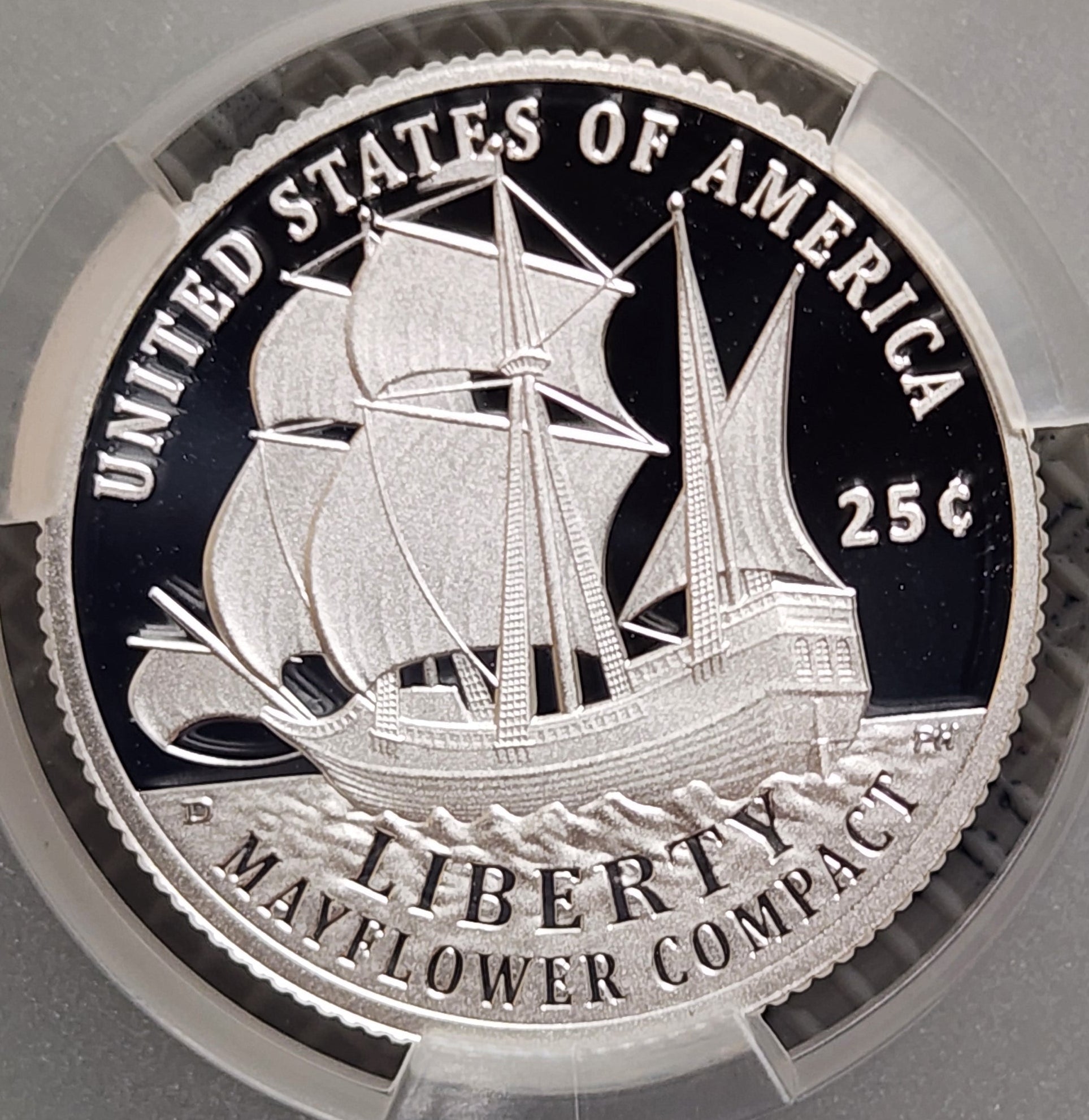 1776-2026-S Silver Mayflower Compact Quarter, CAC PR-70, Store #QR1942.
