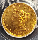 1861 $2.50 Quarter Gold Eagle, New Reverse, PCGS MS-63, Store Sale