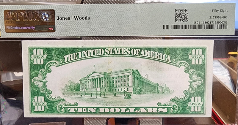 1929 $10 National, Catasauqua, PA, CH#8283, PMG AU-58,  Store #NBN021.