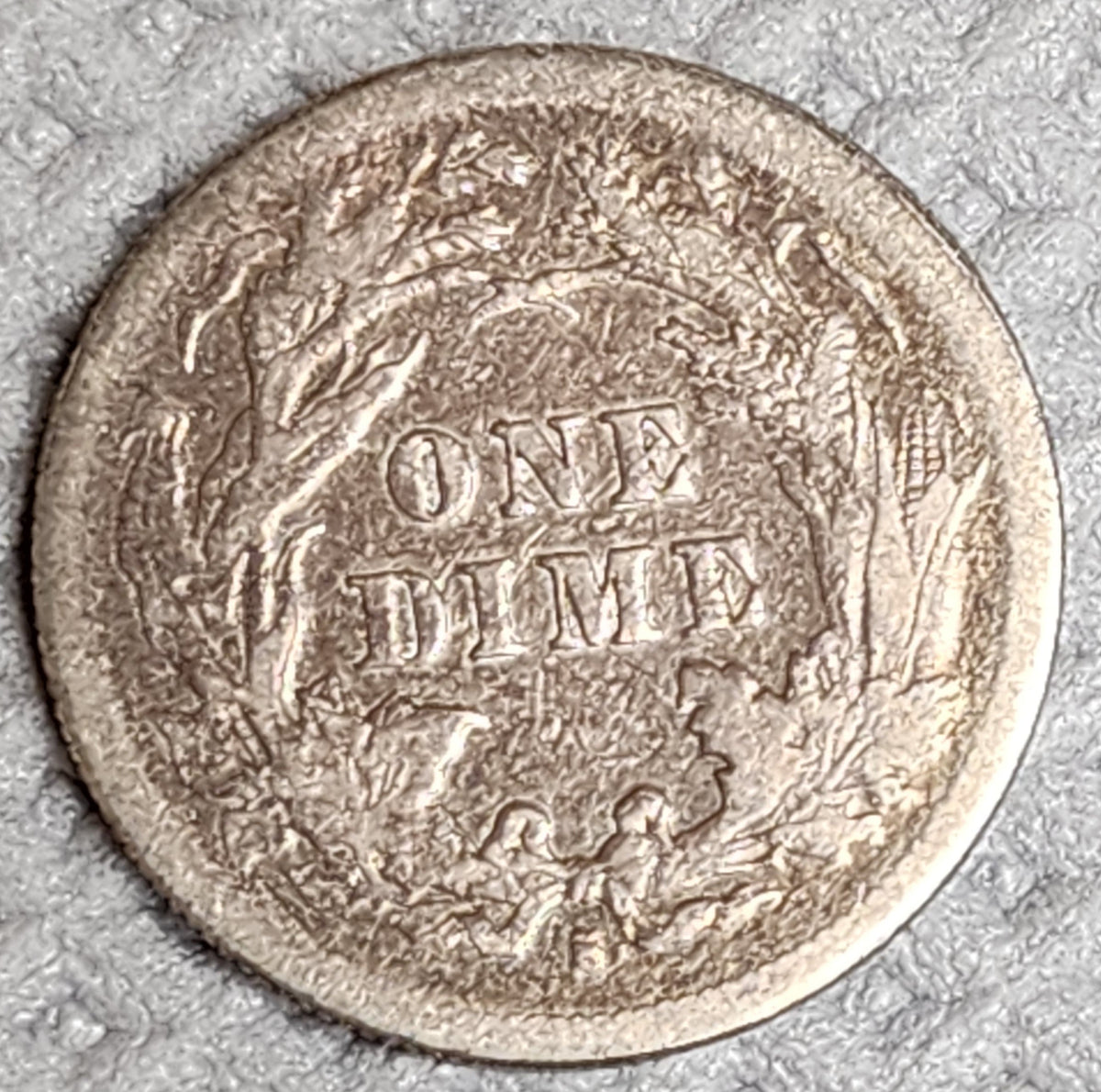1877-S Seated Liberty Silver Dime, Very Fine Circulated Coin, Store #DE106.