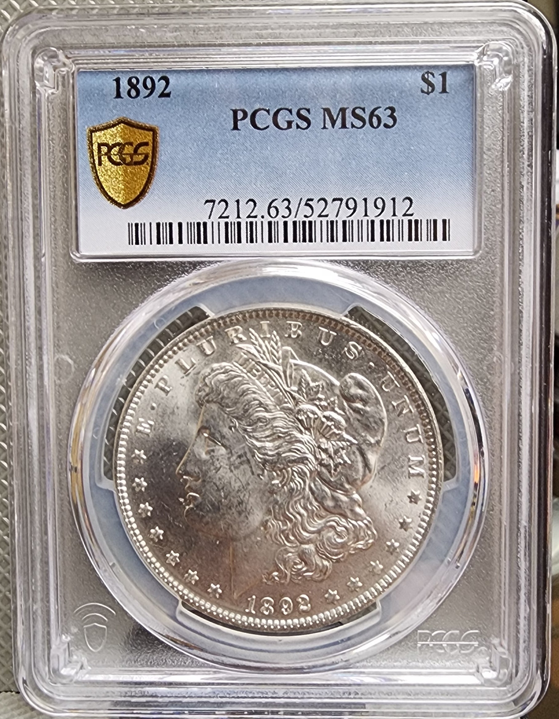 1892 Morgan Silver Dollar., Uncirculated., PCGS MS-63., Store #GDR0142.