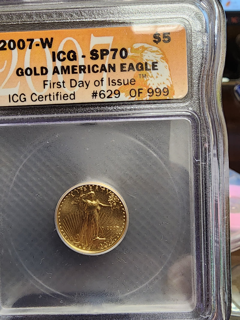 Various Date's, $5 Gold American Eagles, 1/10th OZT, ICG MS-70, Store Sale