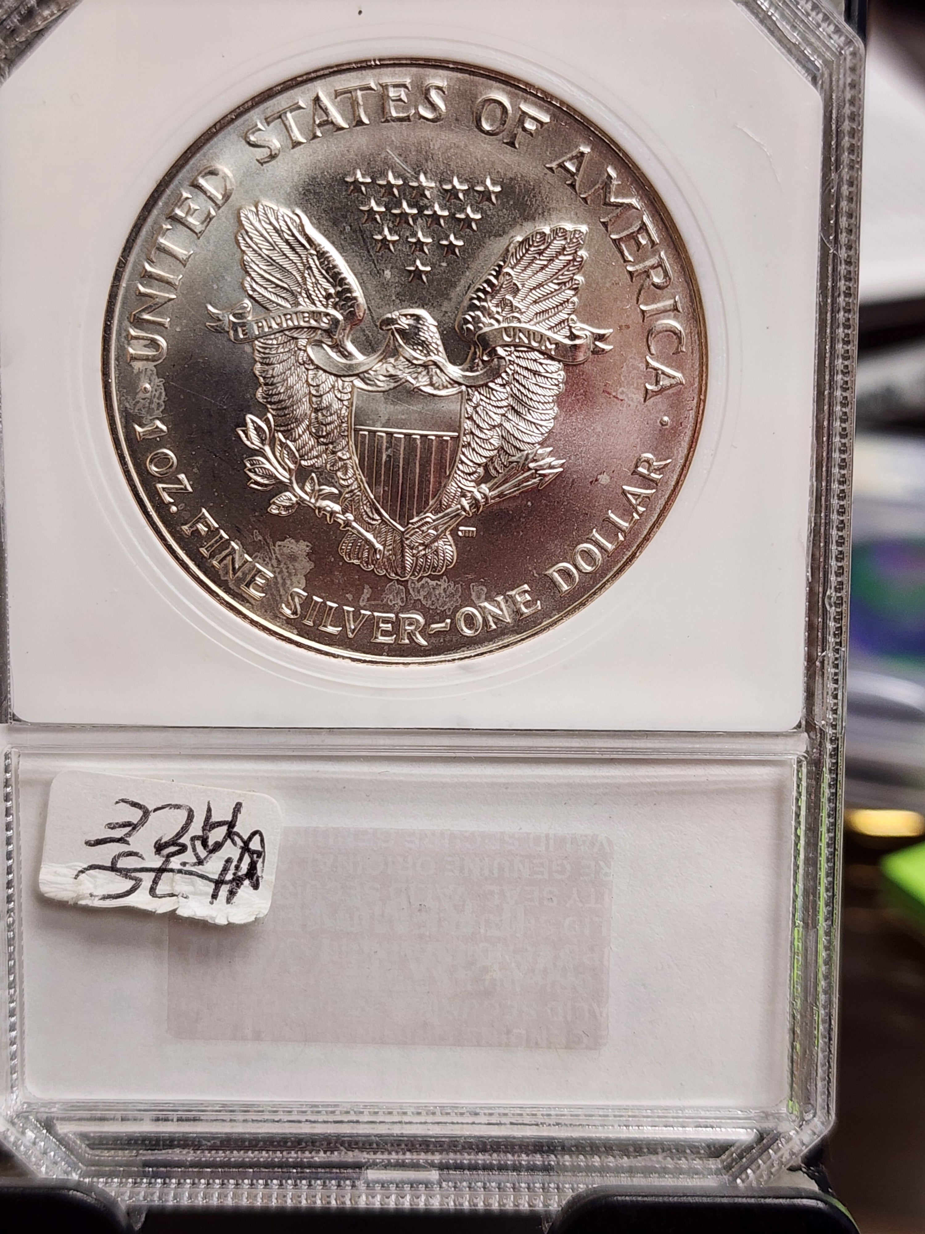 1997 American Silver Eagle, Nice Blue "TONER", MS-70 Uncirculated Coin, Store #AE309.