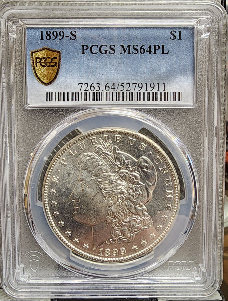 1899-S Morgan Silver Dollar., PCGS MS64 'PL'., NICE!, Store