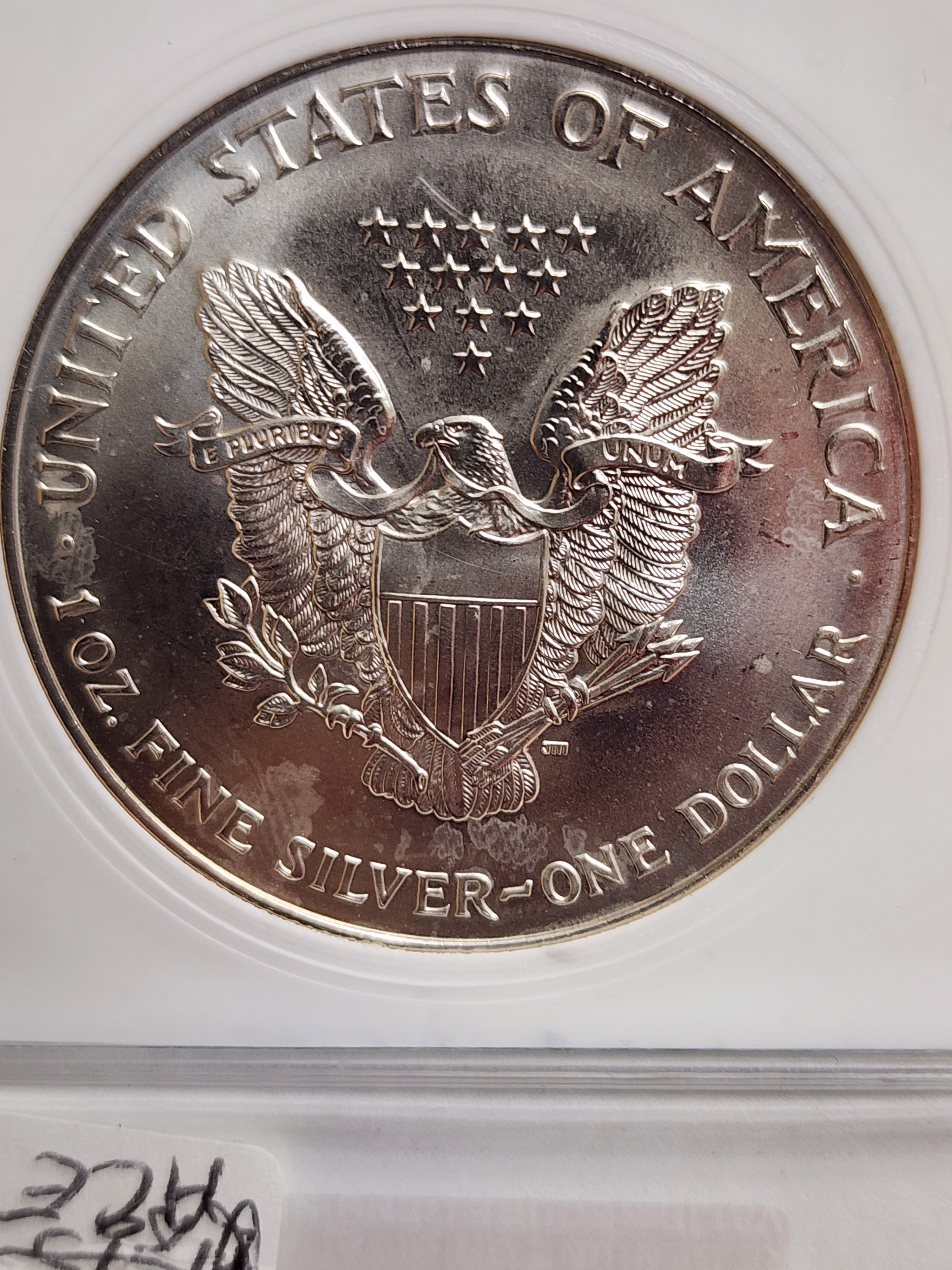 1997 American Silver Eagle, Nice Blue "TONER", MS-70 Uncirculated Coin, Store #AE309.