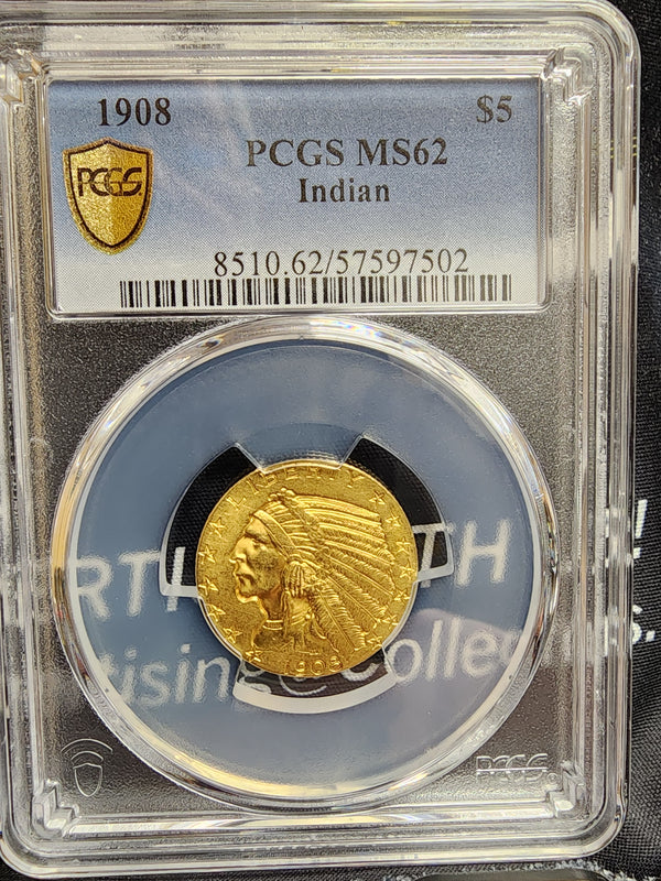1908 $5 Gold Indian Half Eagle, PCGS MS-62, Gold Coin, Store Sale#G0081.